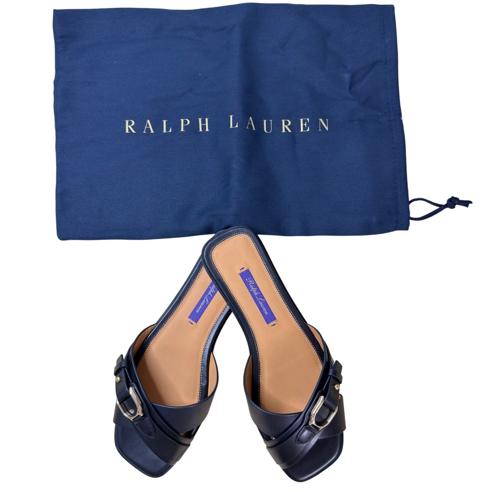 NEW Ralph Lauren Purple Label Eadith Sandals 37.5 US 7.5 Black Leather Welington
